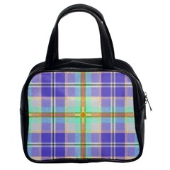 Blue And Yellow Plaid Classic Handbags (2 Sides) by allthingseveryone