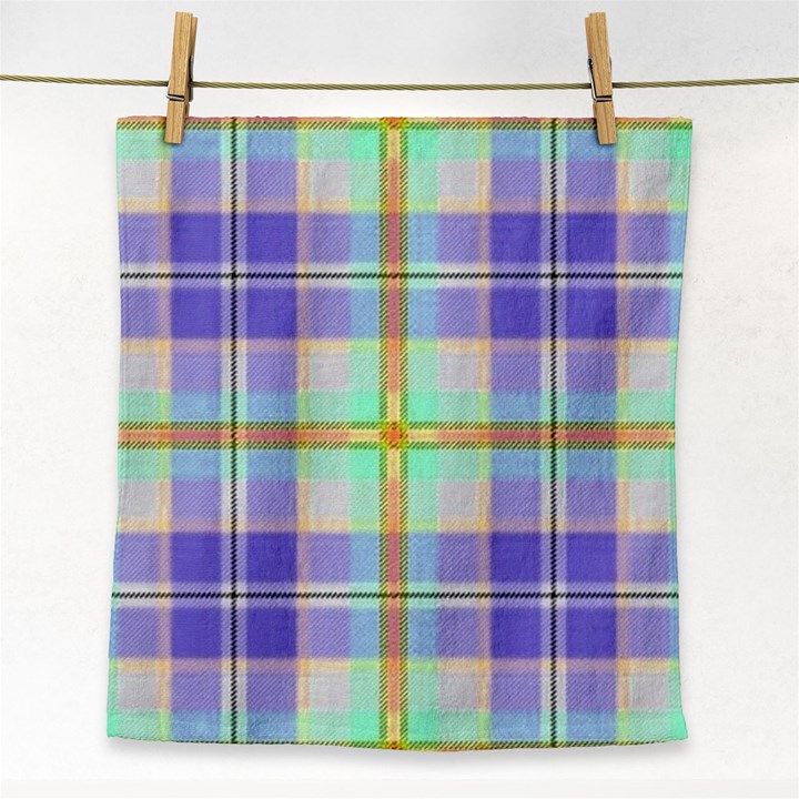 Blue And Yellow Plaid Face Towel