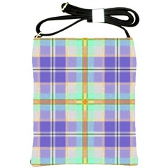 Blue And Yellow Plaid Shoulder Sling Bags by allthingseveryone