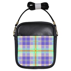 Blue And Yellow Plaid Girls Sling Bags by allthingseveryone