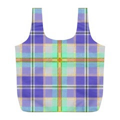 Blue And Yellow Plaid Full Print Recycle Bags (l)  by allthingseveryone