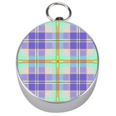 Blue And Yellow Plaid Silver Compasses by allthingseveryone