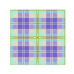 Blue And Yellow Plaid Small Satin Scarf (square) by allthingseveryone