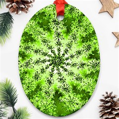 Lime Green Starburst Fractal Ornament (oval)