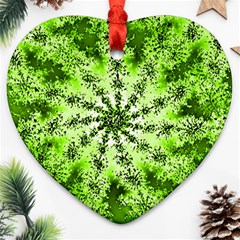 Lime Green Starburst Fractal Ornament (heart) by allthingseveryone