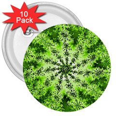 Lime Green Starburst Fractal 3  Buttons (10 Pack)  by allthingseveryone