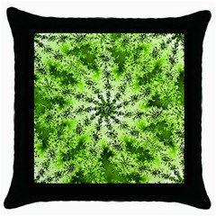 Lime Green Starburst Fractal Throw Pillow Case (black)