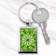 Lime Green Starburst Fractal Key Chains (rectangle)  by allthingseveryone