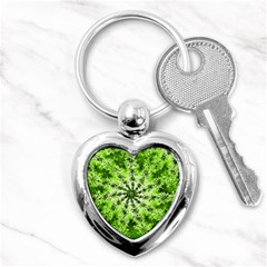 Lime Green Starburst Fractal Key Chains (heart) 