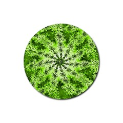 Lime Green Starburst Fractal Rubber Coaster (round) 