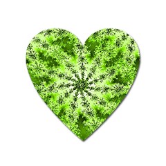 Lime Green Starburst Fractal Heart Magnet by allthingseveryone