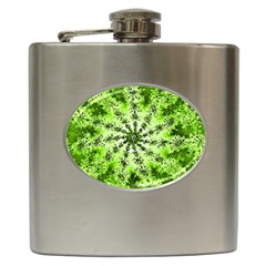 Lime Green Starburst Fractal Hip Flask (6 Oz)