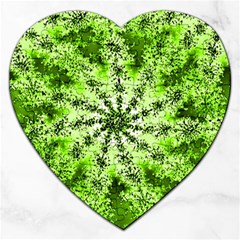 Lime Green Starburst Fractal Jigsaw Puzzle (heart)