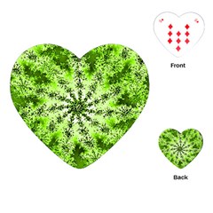 Lime Green Starburst Fractal Playing Cards (heart) 