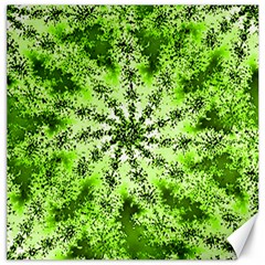 Lime Green Starburst Fractal Canvas 12  X 12   by allthingseveryone