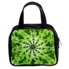 Lime Green Starburst Fractal Classic Handbags (2 Sides)