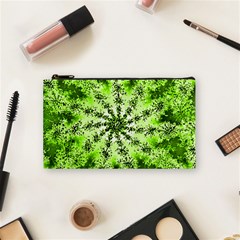 Lime Green Starburst Fractal Cosmetic Bag (small) 