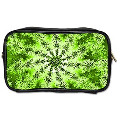 Lime Green Starburst Fractal Toiletries Bags by allthingseveryone