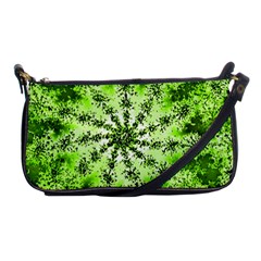 Lime Green Starburst Fractal Shoulder Clutch Bags by allthingseveryone