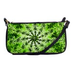 Lime Green Starburst Fractal Shoulder Clutch Bags Front