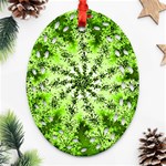 Lime Green Starburst Fractal Oval Filigree Ornament (Two Sides) Front