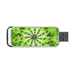 Lime Green Starburst Fractal Portable Usb Flash (two Sides) by allthingseveryone