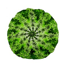 Lime Green Starburst Fractal Standard 15  Premium Round Cushions