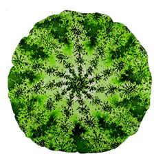 Lime Green Starburst Fractal Large 18  Premium Round Cushions by allthingseveryone