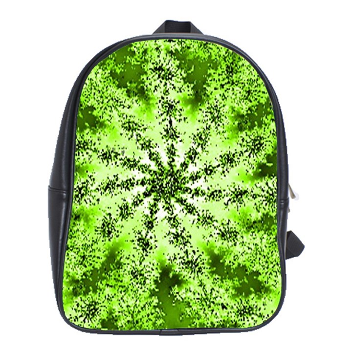 Lime Green Starburst Fractal School Bag (XL)