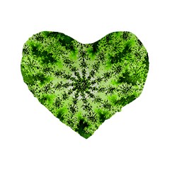 Lime Green Starburst Fractal Standard 16  Premium Heart Shape Cushions