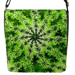 Lime Green Starburst Fractal Flap Messenger Bag (s)