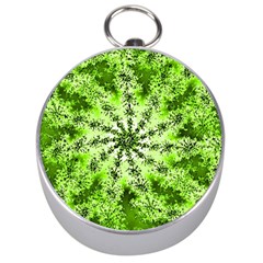 Lime Green Starburst Fractal Silver Compasses