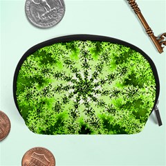 Lime Green Starburst Fractal Accessory Pouches (large)  by allthingseveryone