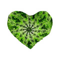 Lime Green Starburst Fractal Standard 16  Premium Flano Heart Shape Cushions by allthingseveryone