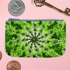 Lime Green Starburst Fractal Large Coin Purse by allthingseveryone