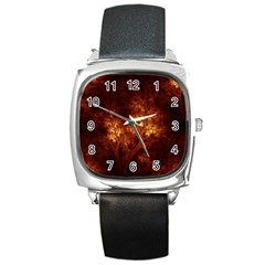 Artsy Brown Trees Square Metal Watch