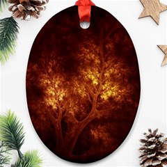 Artsy Brown Trees Oval Ornament (two Sides)