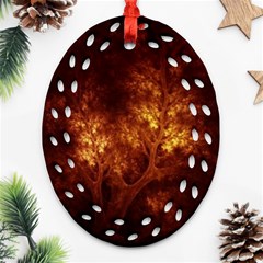 Artsy Brown Trees Oval Filigree Ornament (two Sides)