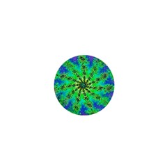 Green Psychedelic Starburst Fractal 1  Mini Magnets