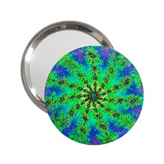 Green Psychedelic Starburst Fractal 2 25  Handbag Mirrors