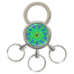 Green Psychedelic Starburst Fractal 3-ring Key Chains by allthingseveryone