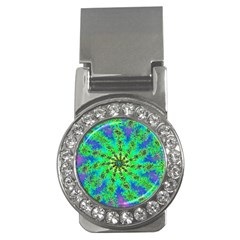 Green Psychedelic Starburst Fractal Money Clips (cz) 