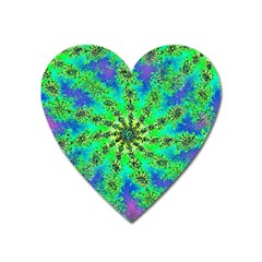 Green Psychedelic Starburst Fractal Heart Magnet