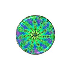 Green Psychedelic Starburst Fractal Hat Clip Ball Marker (4 Pack)