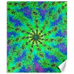 Green Psychedelic Starburst Fractal Canvas 8  X 10 