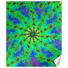 Green Psychedelic Starburst Fractal Canvas 20  X 24  