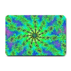 Green Psychedelic Starburst Fractal Small Doormat 