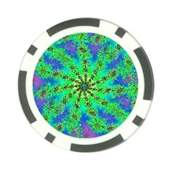 Green Psychedelic Starburst Fractal Poker Chip Card Guard by allthingseveryone