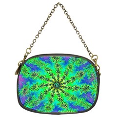 Green Psychedelic Starburst Fractal Chain Purses (two Sides)  by allthingseveryone