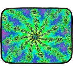 Green Psychedelic Starburst Fractal Fleece Blanket (mini)